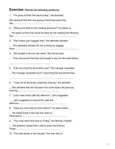 Reported Speech Exercise: Rewrite Sentences for English Grammar