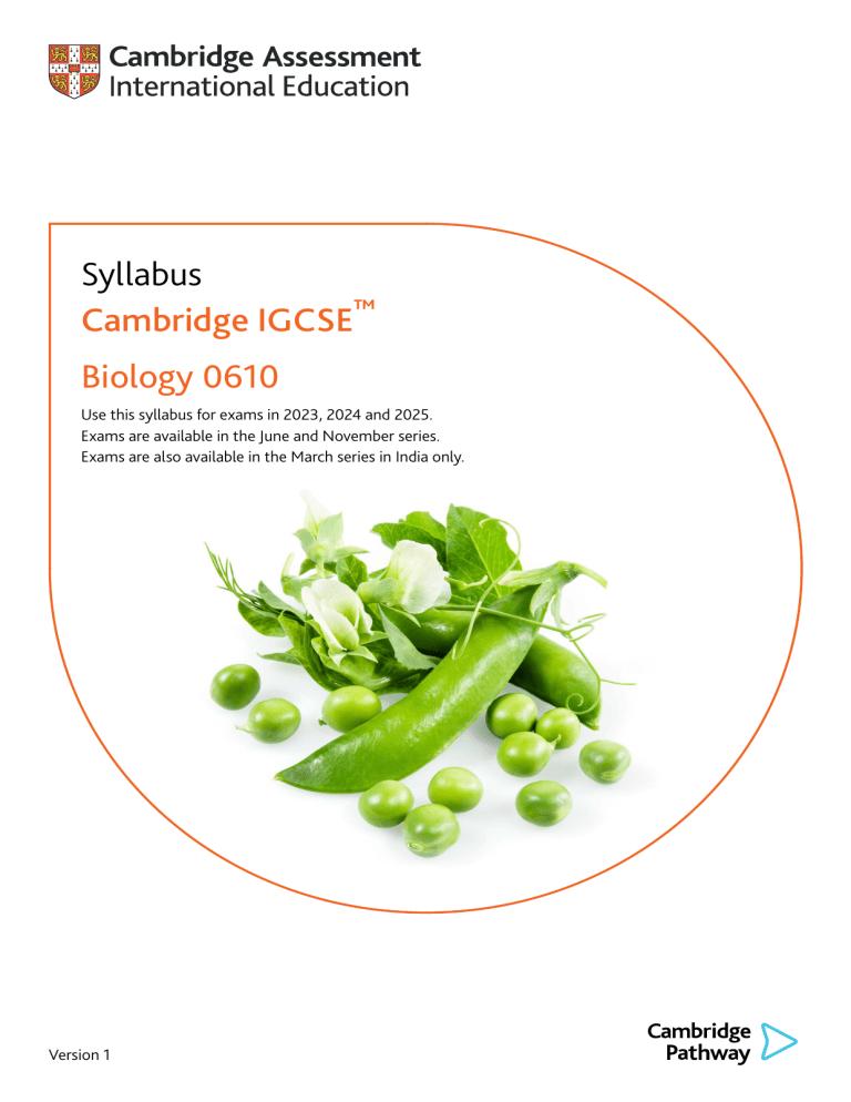 Cambridge IGCSE Biology 0610 Syllabus 2023-2025 | Exam Guide