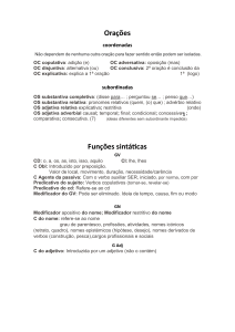 Resumo de Gram&aacute;tica Portuguesa: Ora&ccedil;&otilde;es, Fun&ccedil;&otilde;es Sint&aacute;ticas e Verbos