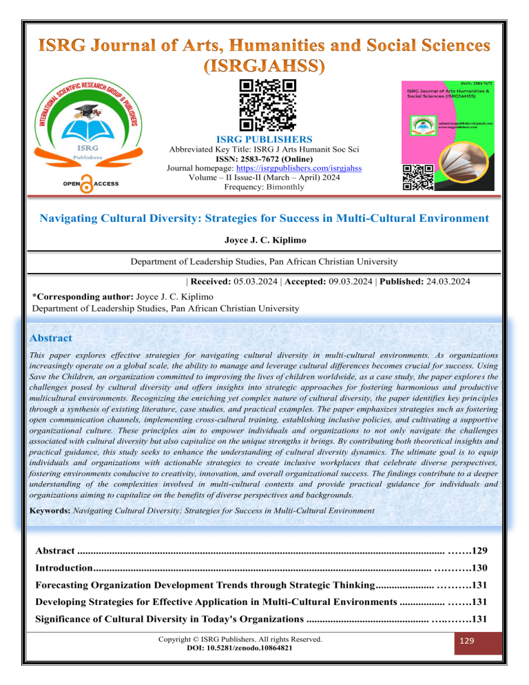 Navigating Cultural Diversity: Strategies for Success in Multi-Cultural ...