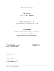 Salazopyrin Product Monograph: Sulfasalazine Tablets & EN-tabs Info