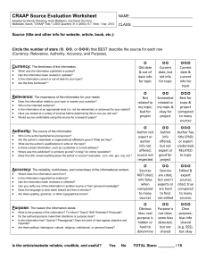 CRAAP Source Evaluation Worksheet: Research & Credibility Guide
