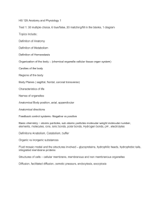 HS 125 Anatomy & Physiology 1 Test 1 Topics | Study Guide