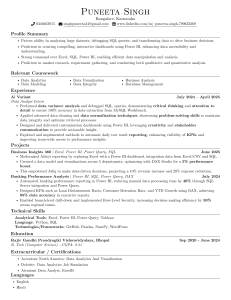 Puneeta Singh - Data Analyst Resume