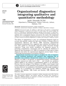 Organizational Diagnostics: Integrating Qualitative & Quantitative Methods