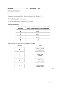 Chemistry Homework 1: Revision on Acids, Bases & Indicators