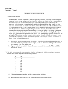 BUSS1040 Economics Tutorial 3: Production & Cost Theory Exercises