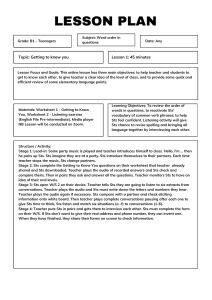 B1 Teenagers English Lesson Plan: Word Order in Questions