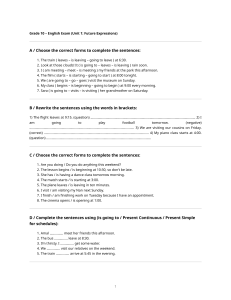 Grade 10 English Exam: Future Expressions Grammar Test with Answers