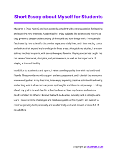 Short Essay About Myself for Students - Example & Template