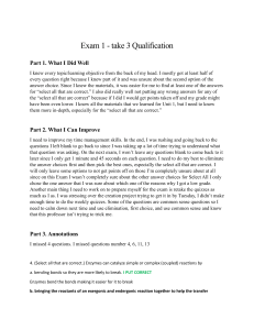 Exam 1 Qualification Reflection: Biology Self-Assessment & Review