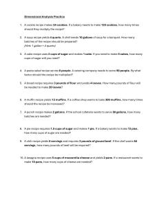 Dimensional Analysis Practice Problems: Recipe Scaling & Unit Conversion