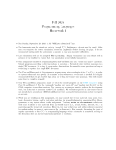 Programming Languages Homework 1: Flex/Bison, Grammars, Regex (Fall 2025)