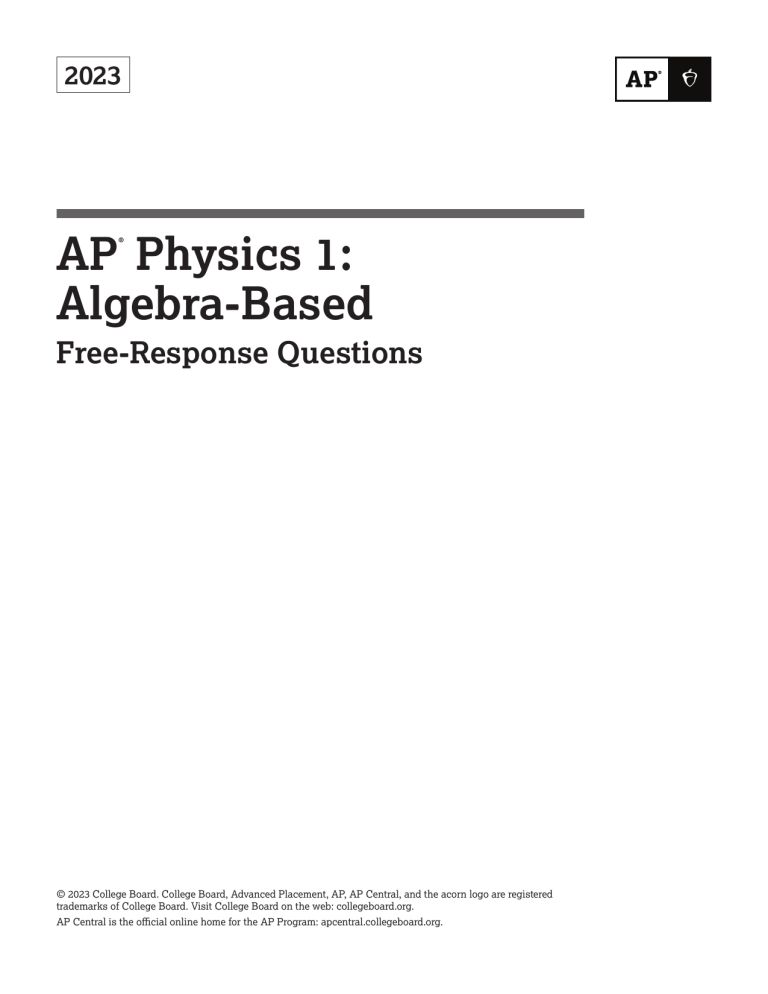 2023 AP Physics 1 Algebra-Based Free-Response Questions Exam