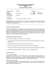 Nanyang Tech BU5101 Accounting: A User Perspective Course Outline