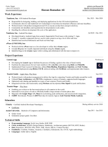 Hassan Ramadan Ali - iOS/Android Developer Resume | Tamkeen Inc.