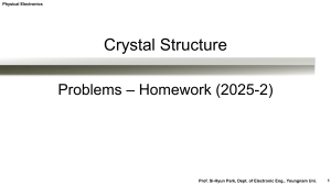 Physical Electronics: Crystal Structure Homework Problems (2025-2)