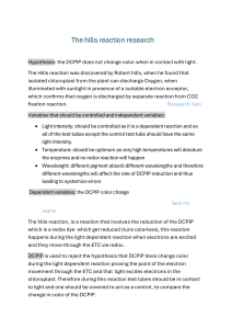 Hill's Reaction Research: DCPIP, Photosynthesis & Electron Transport