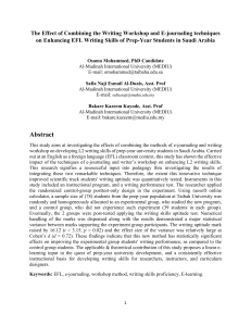 E-journaling & Writing Workshop for EFL Writing Skills in Saudi Arabia