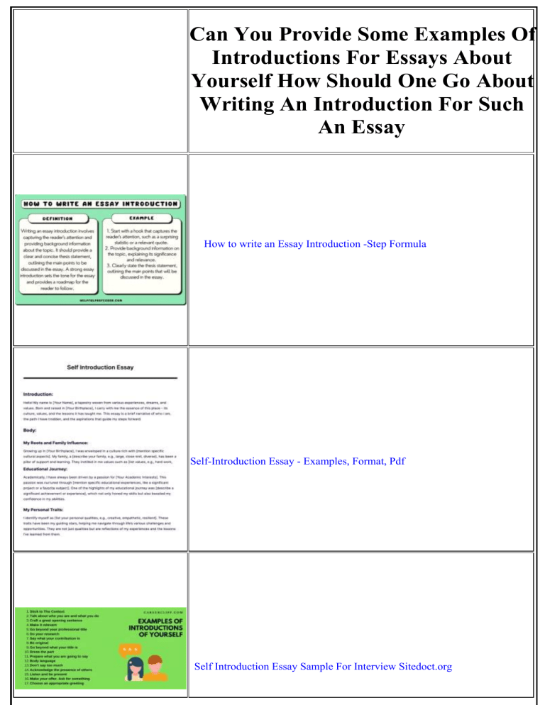 Essay Introduction Examples: Writing About Yourself
