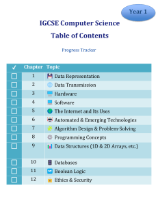 IGCSE Computer Science Table of Contents - Year 1