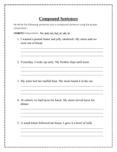 Compound Sentences Worksheet: FANBOYS Conjunctions
