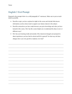English 3 Exit Prompt: Reflection & Growth