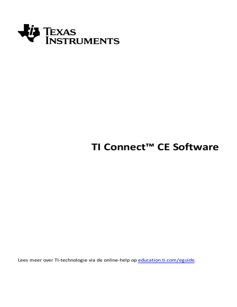 TI Connect CE Software Documentatie