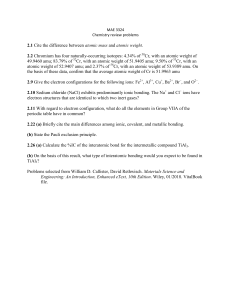 Chemistry Review Problems: Atomic Structure & Bonding