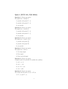 ECE 315 Signals Quiz: Periodicity, Energy, and Power