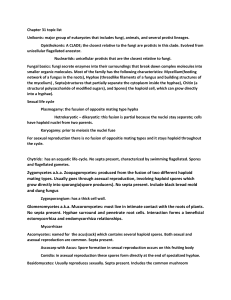 Fungi & Unikonts: Chapter 31 Topic List