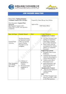 Job Hazard Analysis: Segment Plant Operations