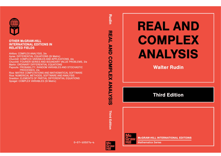 Real and Complex Analysis Textbook by Walter Rudin