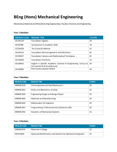 Mechanical Engineering BEng Module Descriptions
