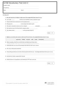 LH B2 English Vocabulary Test Unit 2 - Macmillan Education