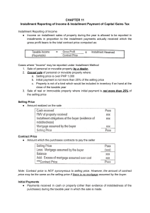 Installment Reporting & Capital Gains Tax: Chapter Summary