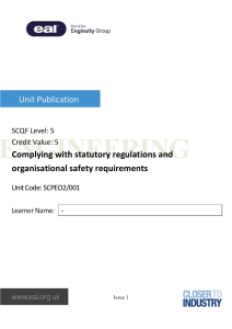 Engineering Safety Regulations: SCQF Level 5 Unit Publication