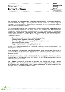 Geography Independent Investigation: Introduction Section Guide