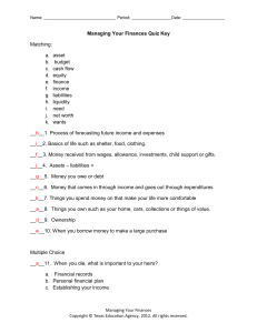 Managing Your Finances Quiz Key - Personal Finance Assessment