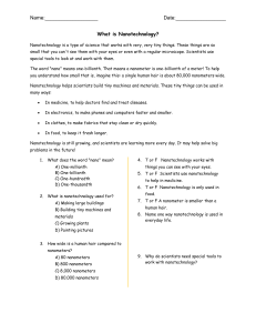 Nanotechnology Worksheet: Definition & Applications