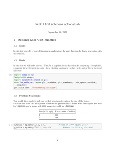 Linear Regression Cost Function Lab
