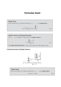 Statistics Formulae Sheet: Probability, Distributions, Hypothesis Testing