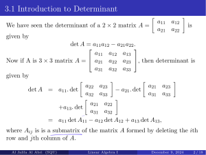 Determinants in Linear Algebra: Introduction & Properties