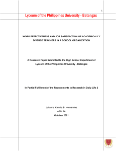 Work Effectiveness & Job Satisfaction of Teachers Research