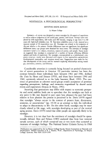 Nostalgia: A Psychological Perspective - Research on Age & Gender