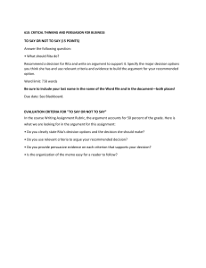 Critical Thinking & Persuasion for Business: Decision-Making Assignment