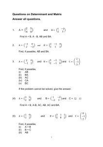 Determinant & Matrix Problems: Worksheet with Solutions