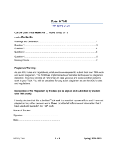 MT101 TMA: Equations, Inequalities, Functions