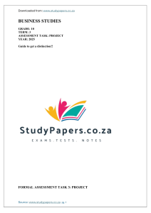 Grade 10 Business Studies Project: Business Ventures & Roles