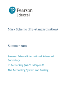 Accounting Mark Scheme: WAC11 Paper 01 Summer 2019